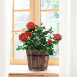 Maxbell Wood Barrel Planter Rustic Gift Flower Holder for Entryway Plants Home Decor