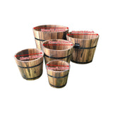 Maxbell 5x Wooden Barrel Planters Versatile Farmhouse Home Office Decor with Handles