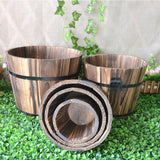 Maxbell 5x Wooden Barrel Planters Versatile Farmhouse Home Office Decor with Handles