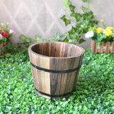 Maxbell 5x Wooden Barrel Planters Versatile Farmhouse Home Office Decor with Handles