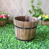 Maxbell 5x Wooden Barrel Planters Versatile Farmhouse Home Office Decor with Handles
