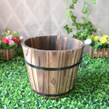 Maxbell 5x Wooden Barrel Planters Versatile Farmhouse Home Office Decor with Handles