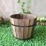 Maxbell 5x Wooden Barrel Planters Versatile Farmhouse Home Office Decor with Handles