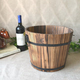 Maxbell 5x Wooden Barrel Planters Versatile Farmhouse Home Office Decor with Handles