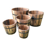 Maxbell 5x Wooden Barrel Planters Versatile Farmhouse Home Office Decor with Handles