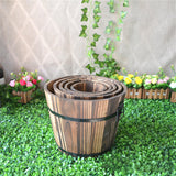 Maxbell 5x Wooden Barrel Planters Versatile Farmhouse Home Office Decor with Handles