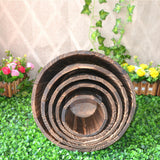 Maxbell 5x Wooden Barrel Planters Versatile Farmhouse Home Office Decor with Handles