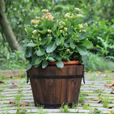 Maxbell 5x Wooden Barrel Planters Versatile Farmhouse Home Office Decor with Handles