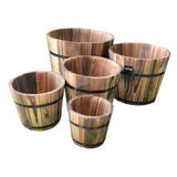 Maxbell 5x Wooden Barrel Planters Versatile Farmhouse Home Office Decor with Handles