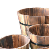 Maxbell 5x Wooden Barrel Planters Versatile Farmhouse Home Office Decor with Handles