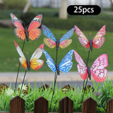 Maxbell 25Pcs Glow in The Dark Butterfly Garden Stakes Farm Yard Outdoor Decorations