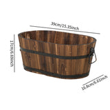 Maxbell Wooden Flower Pot Barrel Planter Versatile Rustic for Patio Windowsill Kitchen Small