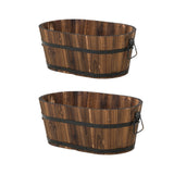 Maxbell Wooden Flower Pot Barrel Planter Versatile Rustic for Patio Windowsill Kitchen Small