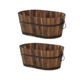 Maxbell Wooden Flower Pot Barrel Planter Versatile Rustic for Patio Windowsill Kitchen Small