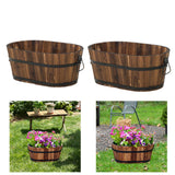 Maxbell Wooden Flower Pot Barrel Planter Versatile Rustic for Patio Windowsill Kitchen Small