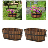 Maxbell Wooden Flower Pot Barrel Planter Versatile Rustic for Patio Windowsill Kitchen Small