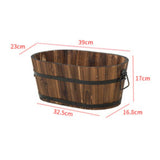 Maxbell Wooden Flower Pot Barrel Planter Versatile Rustic for Patio Windowsill Kitchen Small