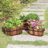 Maxbell Wooden Flower Pot Barrel Planter Versatile Rustic for Patio Windowsill Kitchen Small