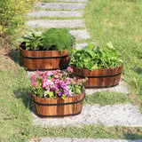 Maxbell Wooden Flower Pot Barrel Planter Versatile Rustic for Patio Windowsill Kitchen Small