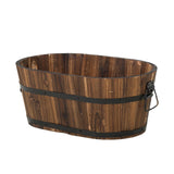 Maxbell Wooden Flower Pot Barrel Planter Versatile Rustic for Patio Windowsill Kitchen Small