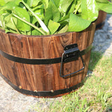 Maxbell Wooden Flower Pot Barrel Planter Versatile Rustic for Patio Windowsill Kitchen Small