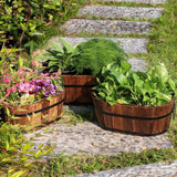 Maxbell Wooden Flower Pot Barrel Planter Versatile Rustic for Patio Windowsill Kitchen Small