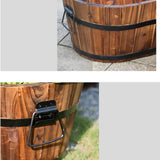Maxbell Wooden Flower Pot Barrel Planter Versatile Rustic for Patio Windowsill Kitchen Small