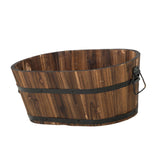 Maxbell Wooden Flower Pot Barrel Planter Versatile Rustic for Patio Windowsill Kitchen Small