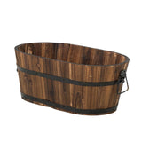 Maxbell Wooden Flower Pot Barrel Planter Versatile Rustic for Patio Windowsill Kitchen Small