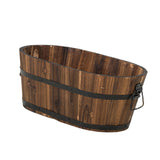 Maxbell Wooden Flower Pot Barrel Planter Versatile Rustic for Patio Windowsill Kitchen Small