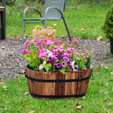 Maxbell Wooden Flower Pot Barrel Planter Versatile Rustic for Patio Windowsill Kitchen Small