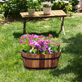 Maxbell Wooden Flower Pot Barrel Planter Versatile Rustic for Patio Windowsill Kitchen Small