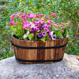 Maxbell Wooden Flower Pot Barrel Planter Versatile Rustic for Patio Windowsill Kitchen Small