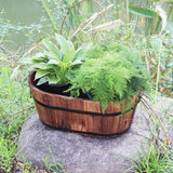 Maxbell Wooden Flower Pot Barrel Planter Versatile Rustic for Patio Windowsill Kitchen Small