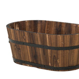Maxbell Wooden Flower Pot Barrel Planter Versatile Rustic for Patio Windowsill Kitchen Small