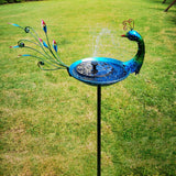 Maxbell Peacock Bird Bath Decorative Creative Drinker Plate for Lawn Garden Ornament