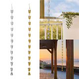 Maxbell Cup Rain Chain Ornament Iron Water Diverter for Outside House Decor Silver