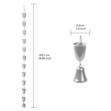 Maxbell Cup Rain Chain Ornament Iron Water Diverter for Outside House Decor Silver