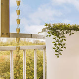 Maxbell Cup Rain Chain Ornament Iron Water Diverter for Outside House Decor Gold