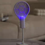 Maxbell Electric Swatter Compact Bug Zapper Racket for Home Indoor Outdoor Patio White