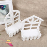 Maxbell Wooden Picket Fence Artificial Flower Pot Fence for Garden Farmhouse Wedding Round Head