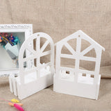 Maxbell Wooden Picket Fence Artificial Flower Pot Fence for Garden Farmhouse Wedding Round Head