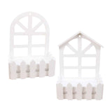 Maxbell Wooden Picket Fence Artificial Flower Pot Fence for Garden Farmhouse Wedding Round Head