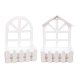 Maxbell Wooden Picket Fence Artificial Flower Pot Fence for Garden Farmhouse Wedding Round Head