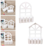 Maxbell Wooden Picket Fence Artificial Flower Pot Fence for Garden Farmhouse Wedding Round Head