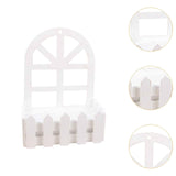 Maxbell Wooden Picket Fence Artificial Flower Pot Fence for Garden Farmhouse Wedding Round Head