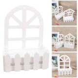 Maxbell Wooden Picket Fence Artificial Flower Pot Fence for Garden Farmhouse Wedding Round Head