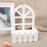 Maxbell Wooden Picket Fence Artificial Flower Pot Fence for Garden Farmhouse Wedding Round Head