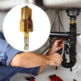 Maxbell Water Pipe Repair Reamer Drill Quick Change Accessory Replace Expansion Tool 4 Points 20 Tubes Gold
