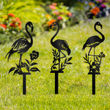 Maxbell Silhouette Yard Gift Landscape Animal Black Flamingo Decorative Garden Stake Left Middle Right
